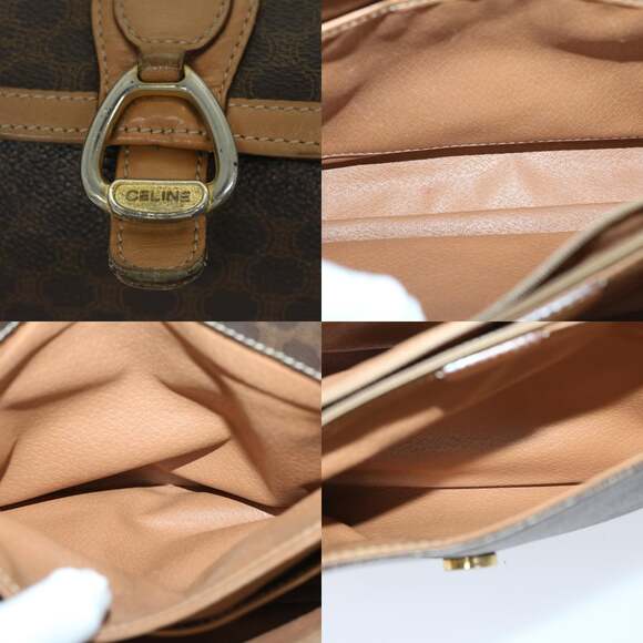 CELINE Macadam Canvas Shoulder Bag Pvc Leather Brown - Picture 11 of 12